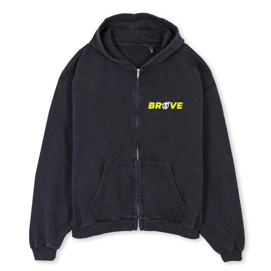 APMGLOVESHOODIEVB Vintage Black Oversized Zipped Hoodie.