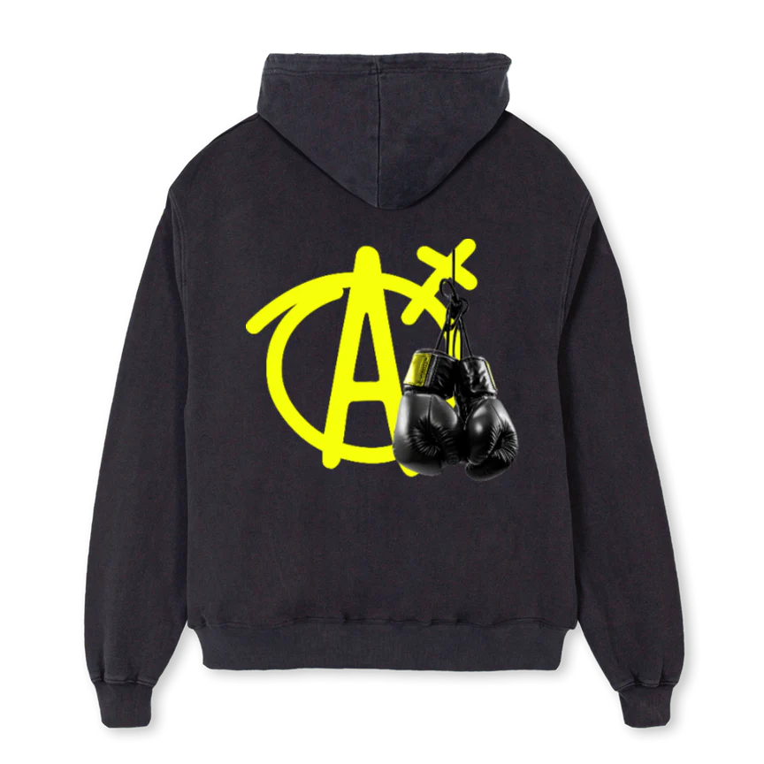 APMGLOVESHOODIEVB Vintage Black Oversized Zipped Hoodie. - Image 2