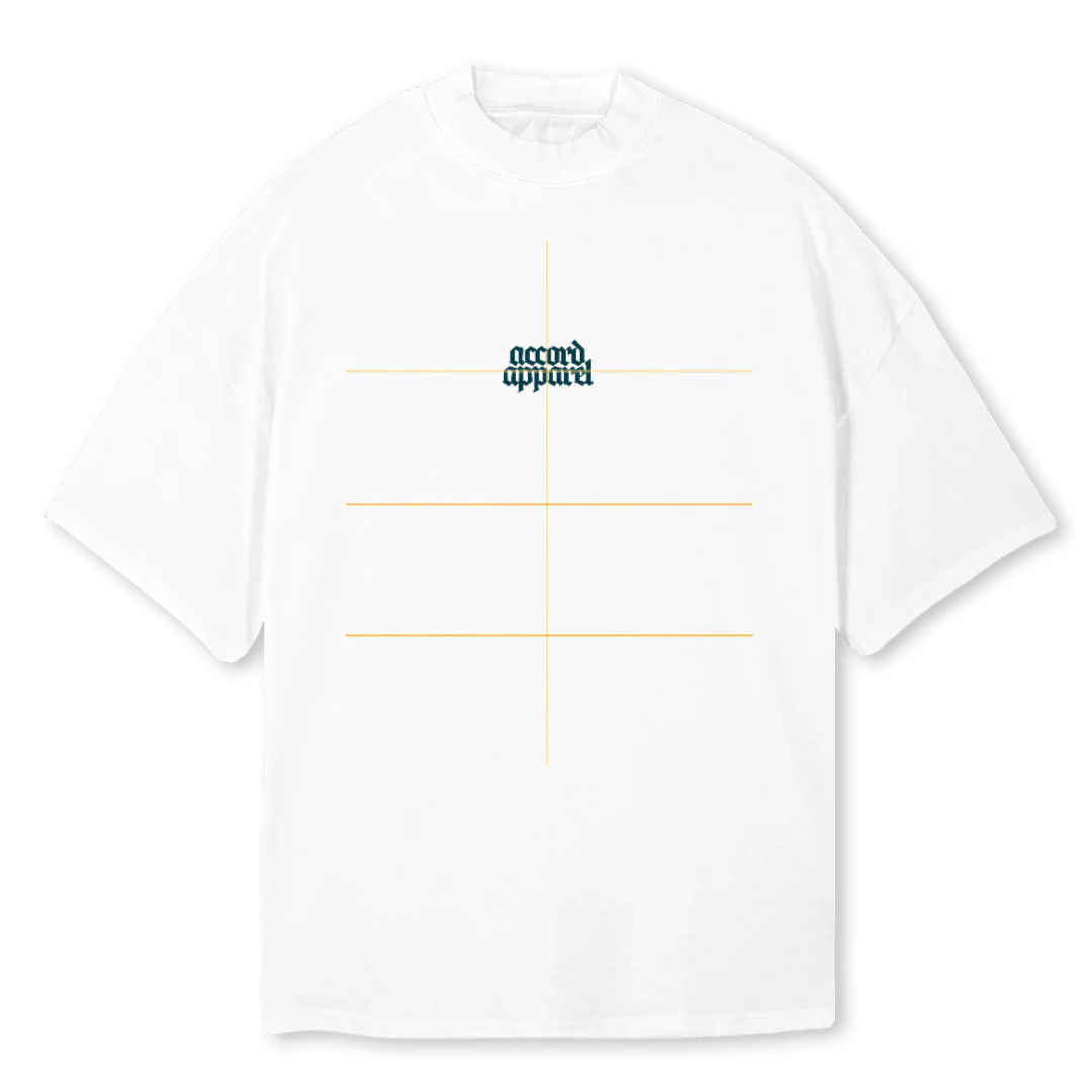 APOLLO White Oversized Mock Neck Tee.