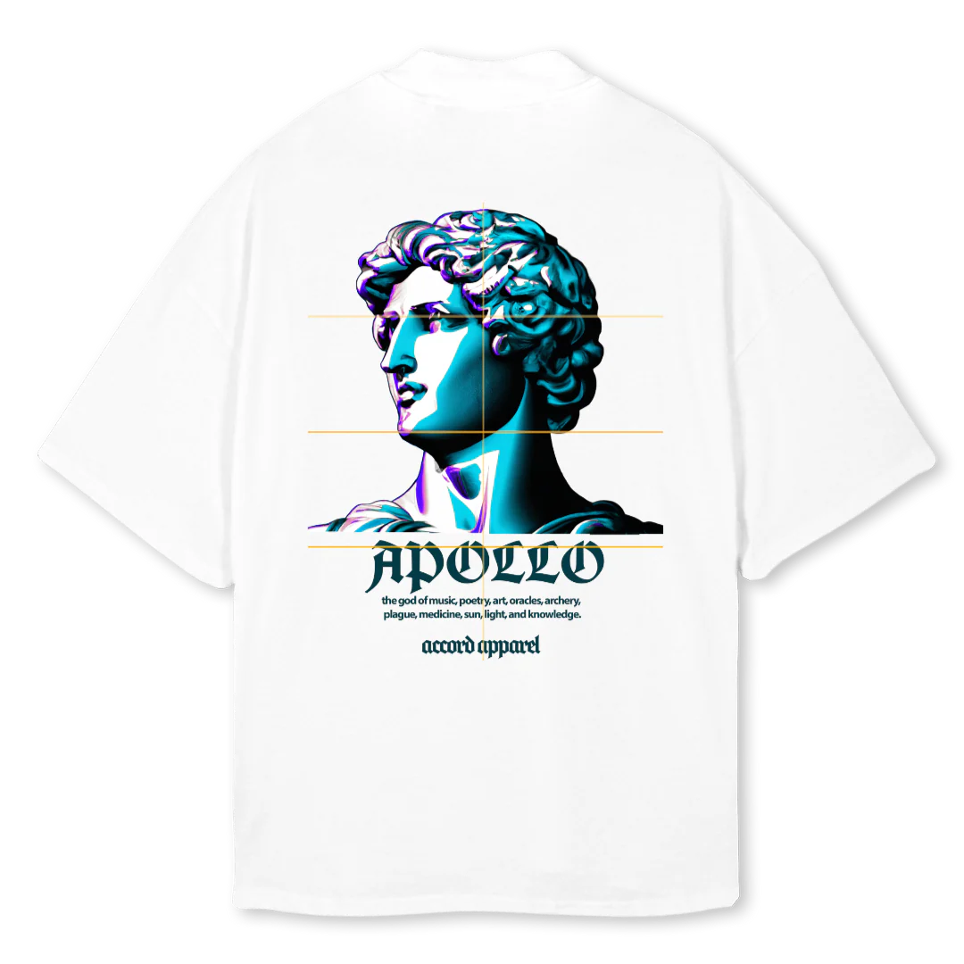 APOLLO White Oversized Mock Neck Tee. - Image 2