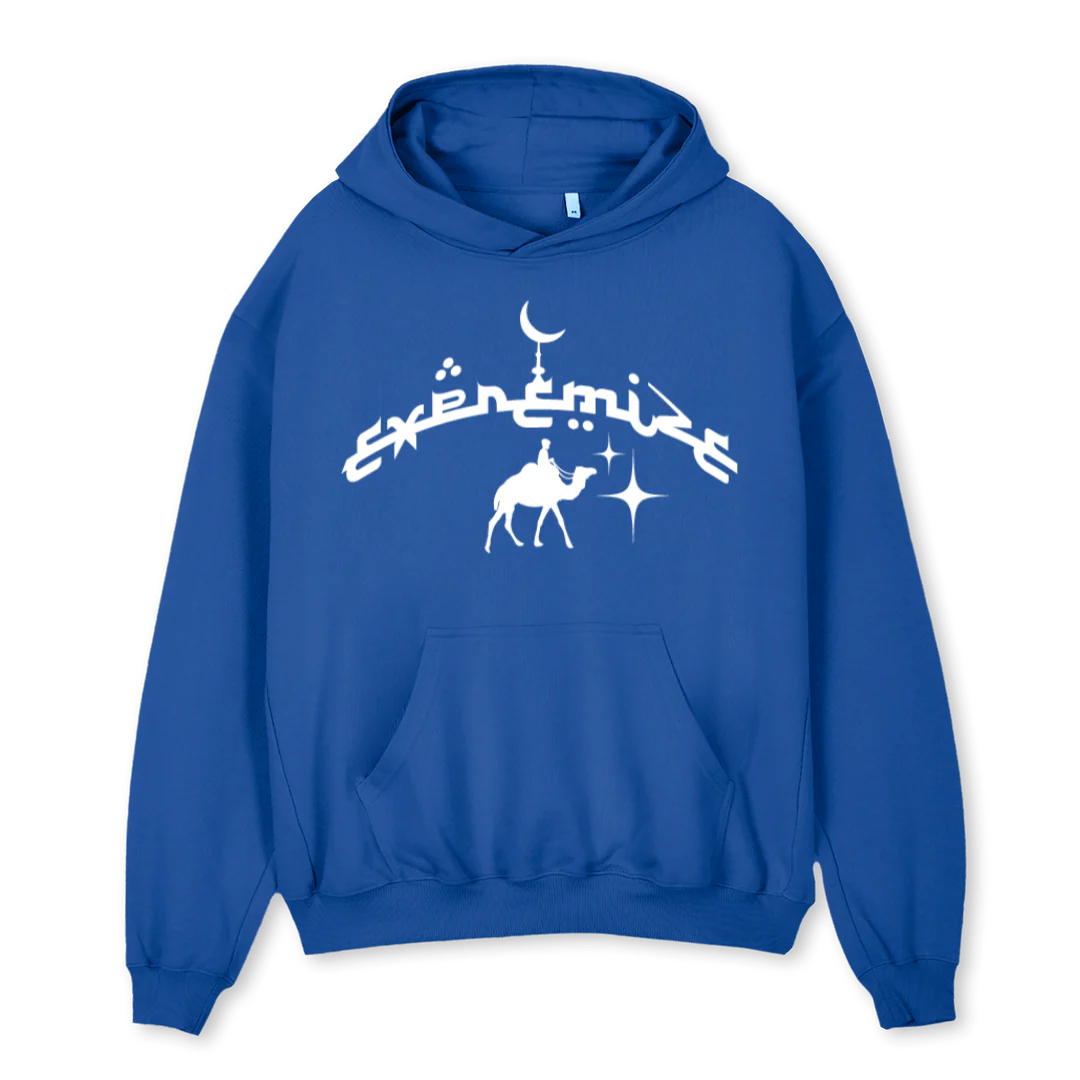 ARAB PULLOVER Cobalt Blue Oversized Hoodie.