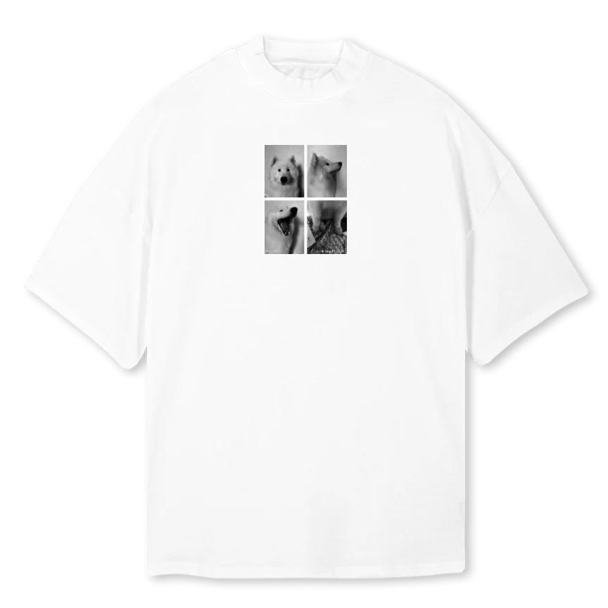 ARTOTYPETEESUMMER White Oversized Mock Neck Tee.