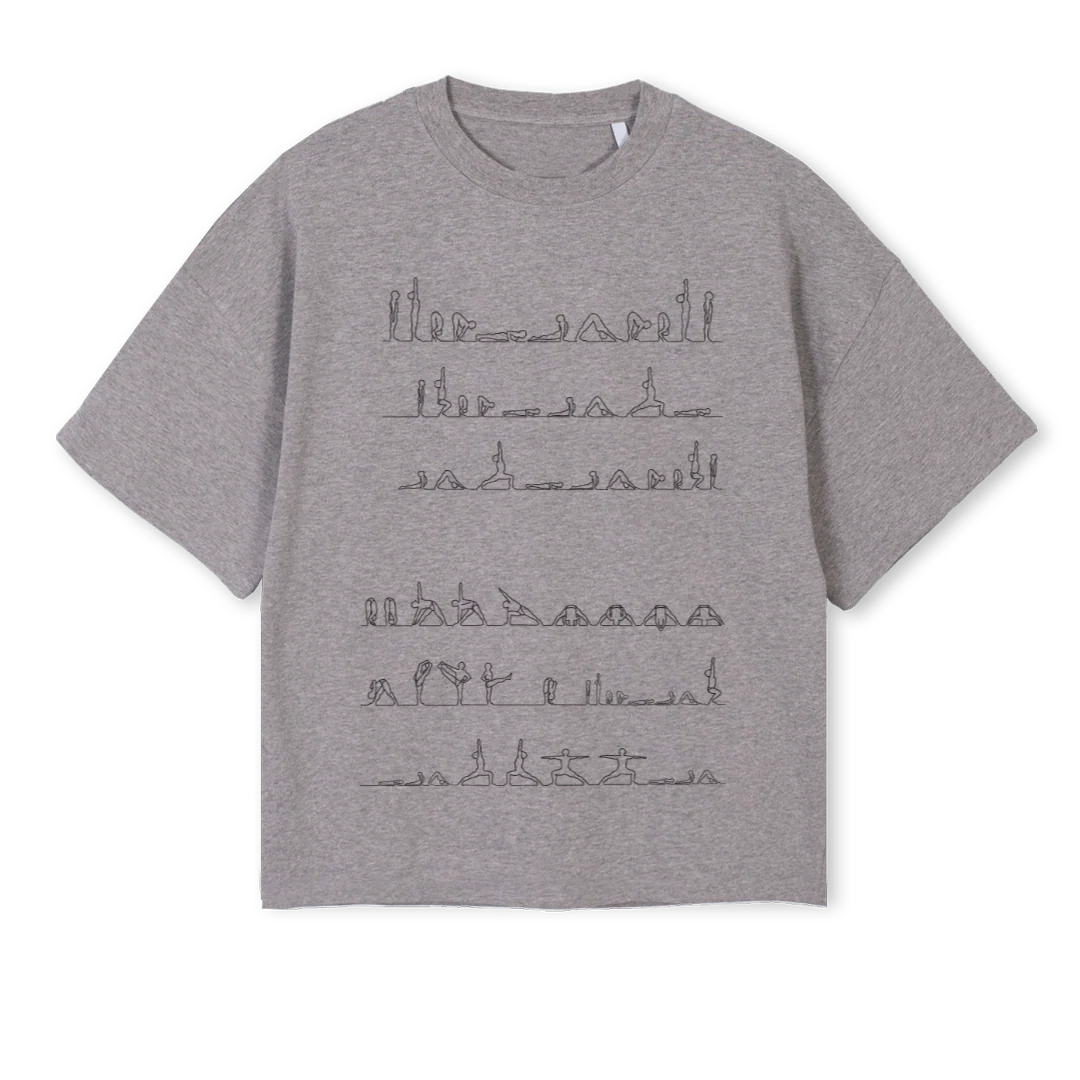 ASHTANGAREMERA Grey Marl Oversized Boxy Tee.