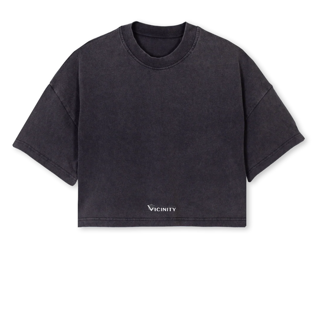 ASKADAMCROSSCROP Vintage Black Cropped Oversized Tee.