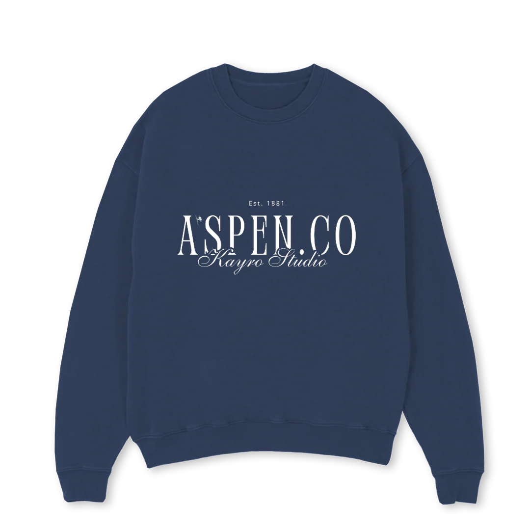 ASPENCO Navy Blue Oversized Crewneck Sweater.