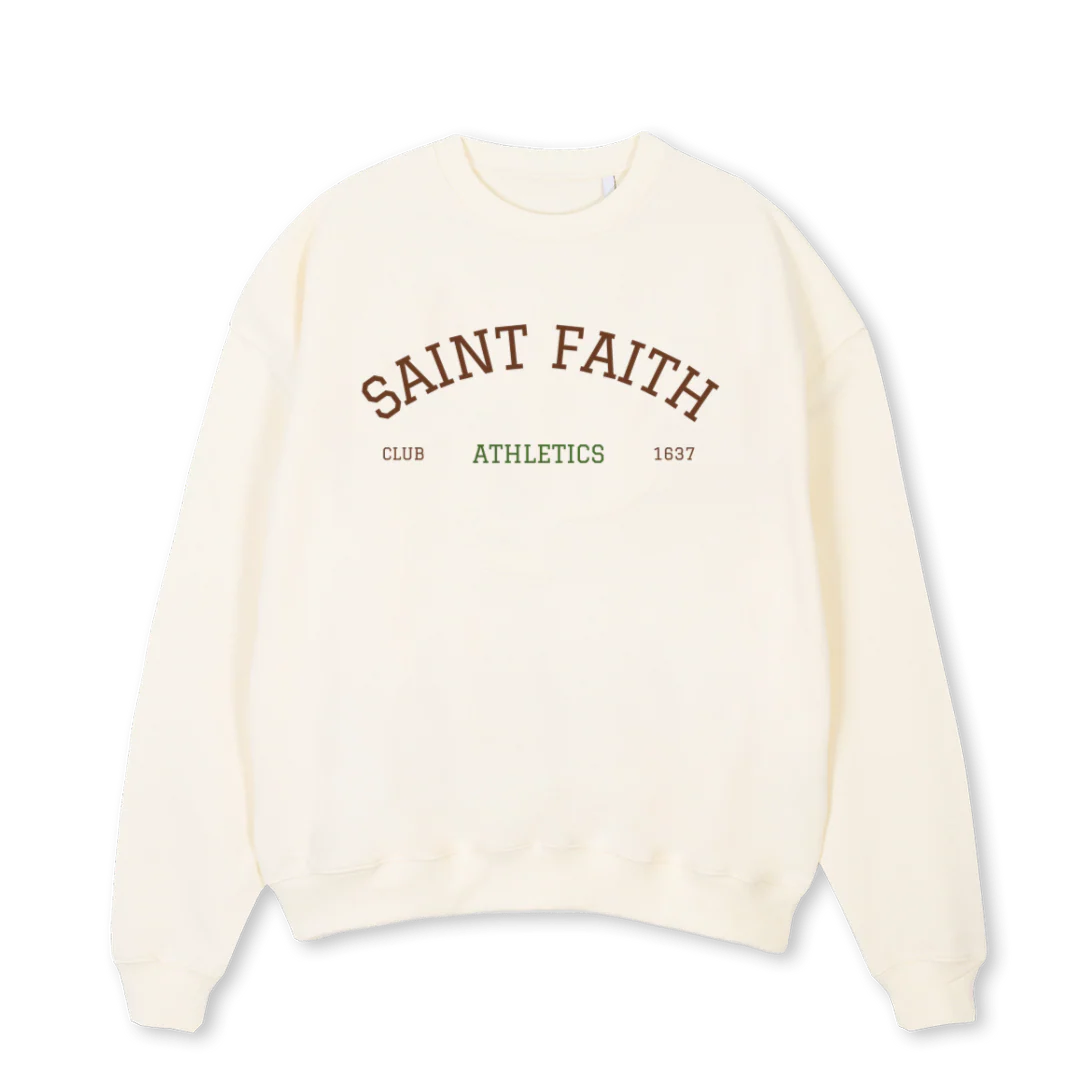 ATHLETICS Cream Oversized Crewneck Sweater.