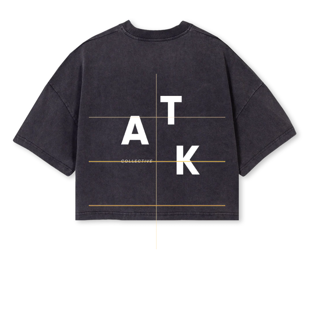 ATKBLACKCROPPED Vintage Black Cropped Oversized Tee. - Image 2