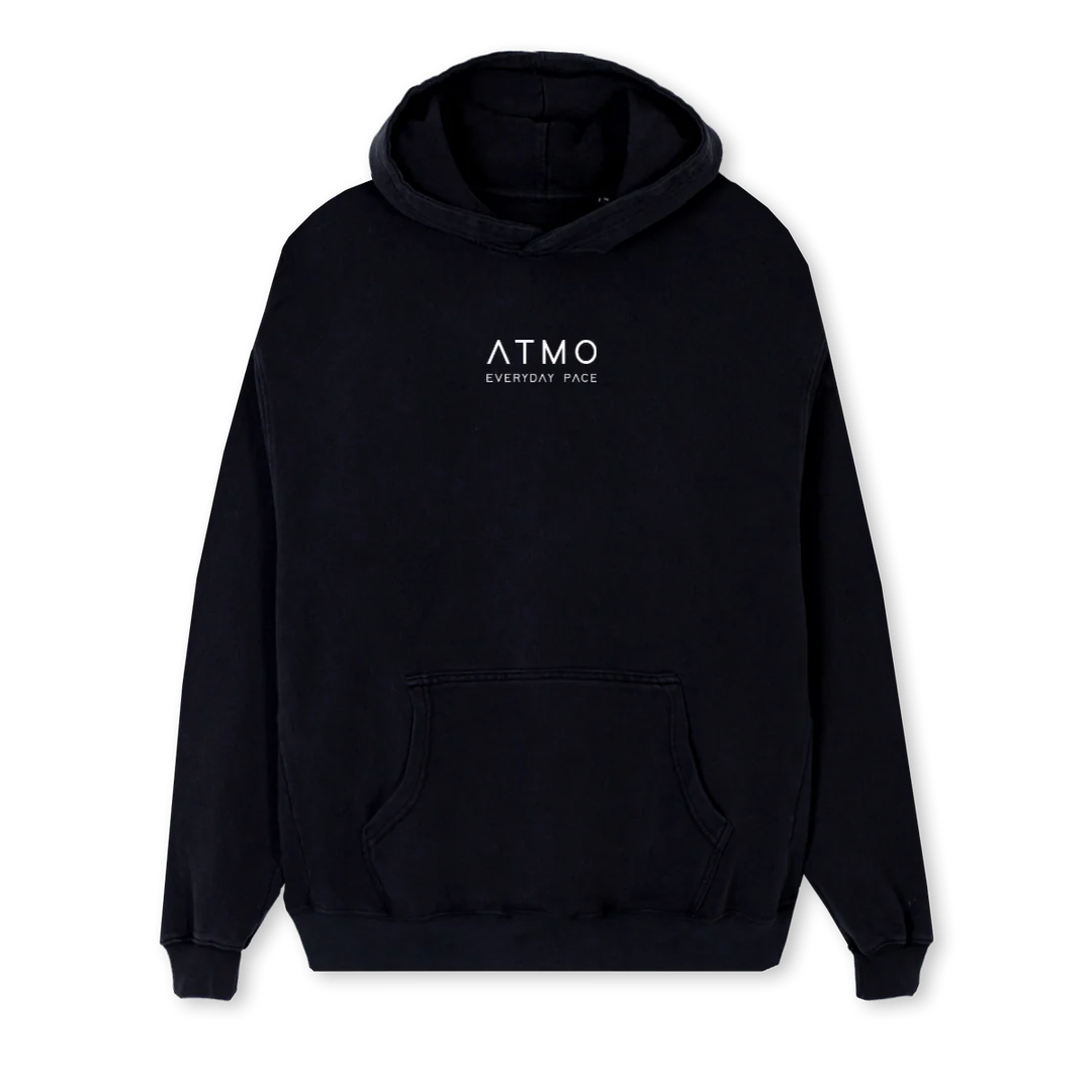 ATMO Black Regular Hoodie.