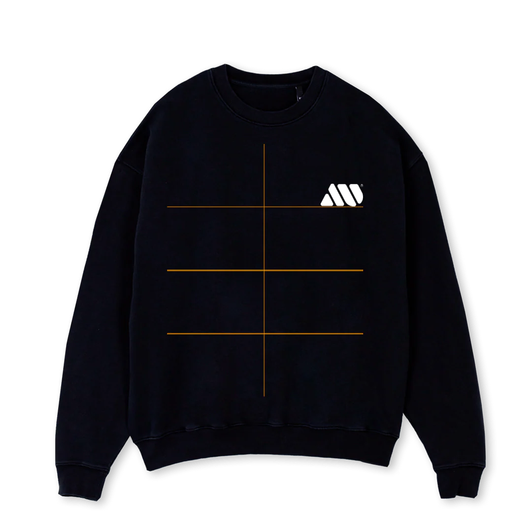 AUCREW Black Oversized Crewneck Sweater.