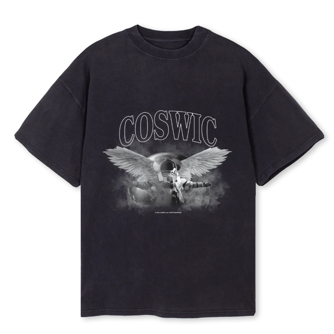 AUSTRONAUTE GREY Vintage Black Oversized Tee.