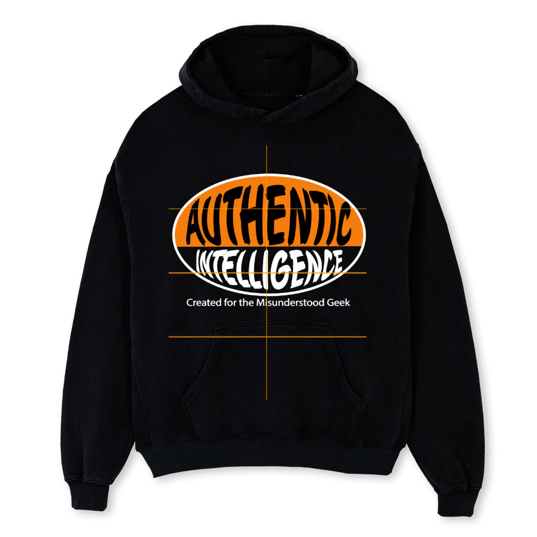AUTHENTIC GEEK Black Oversized Hoodie.