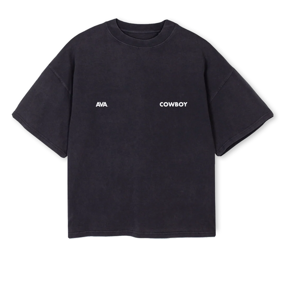 AVACOWBOY Vintage Black Oversized Boxy Tee.
