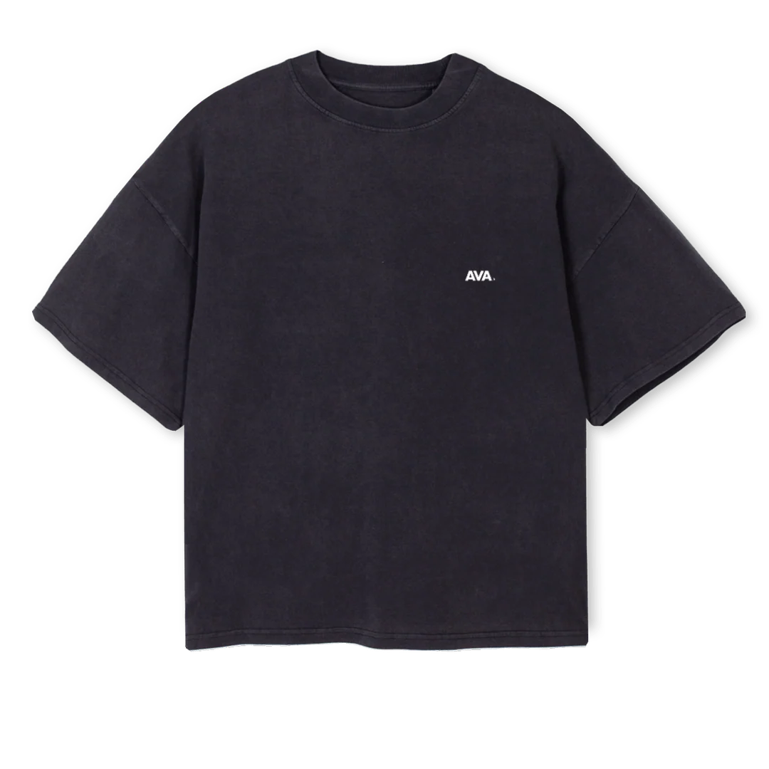 AVASAUDADE Vintage Black Oversized Boxy Tee.
