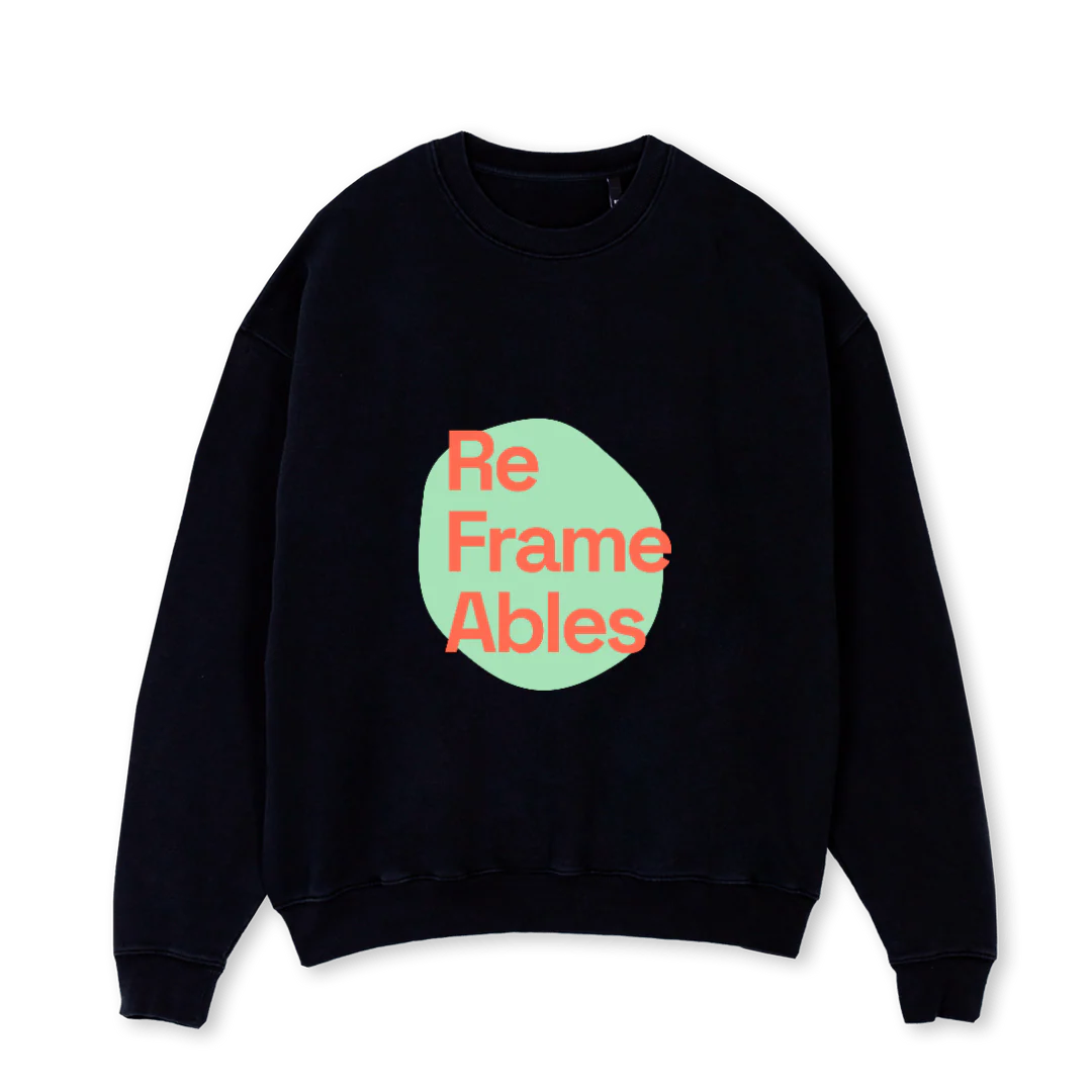AVERY Black Oversized Crewneck Sweater.