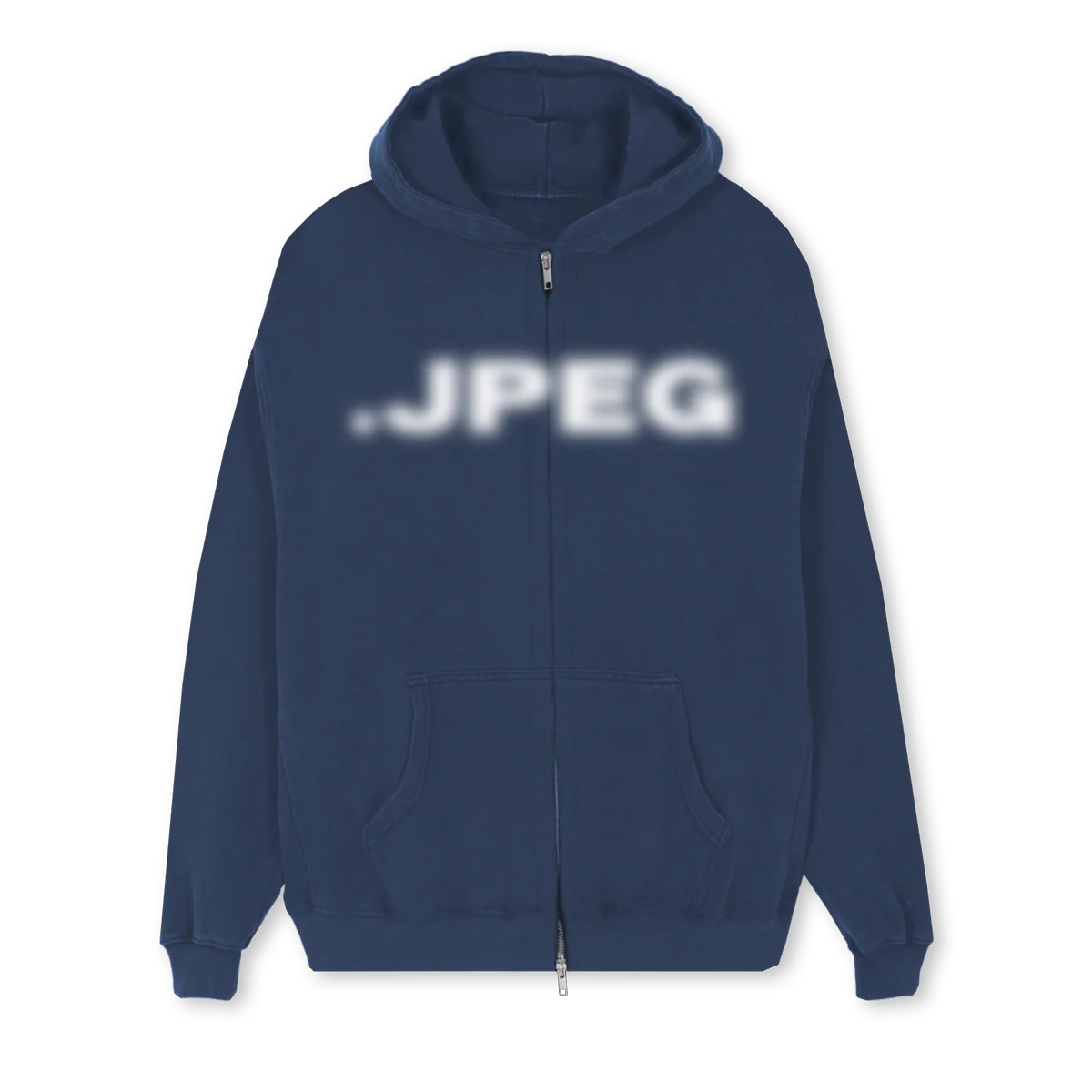 AVOIDJPEGS Navy Blue Regular Zipped Hoodie.