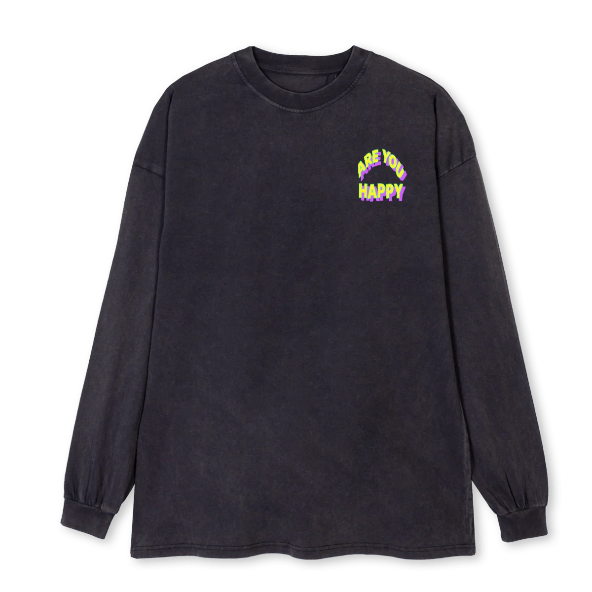AYH NEON ICHI Vintage Black Oversized LS Tee.