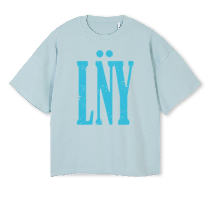 AZUL CLARITO Cold Blue Oversized Boxy Tee.