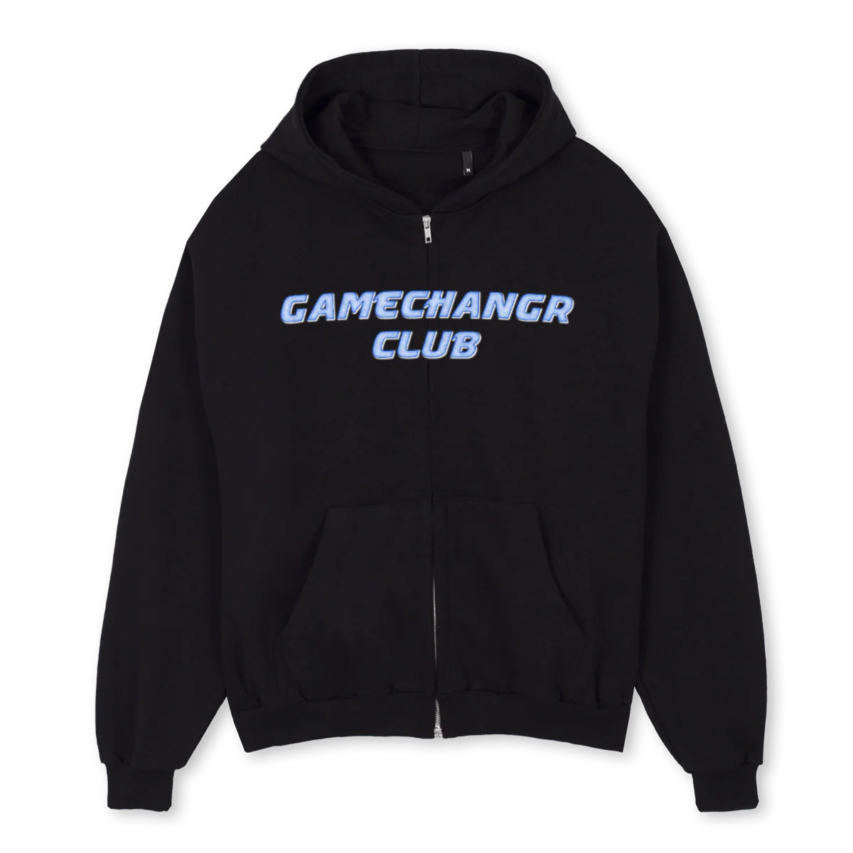 BABYBLUEGCCLUB Black Oversized Zipped Hoodie.