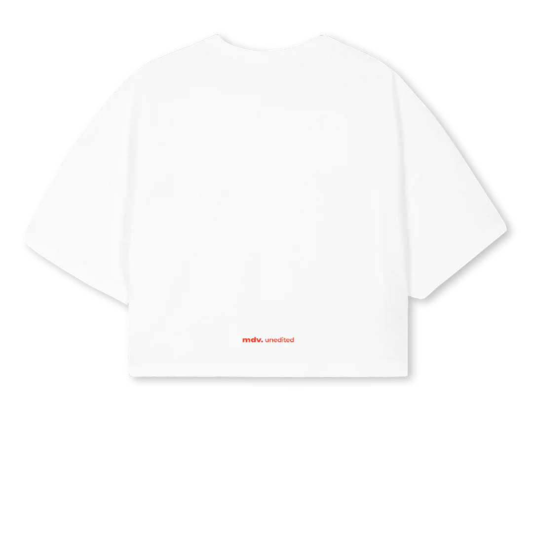 BACK PRINT White Cropped Oversized Tee. - Image 2