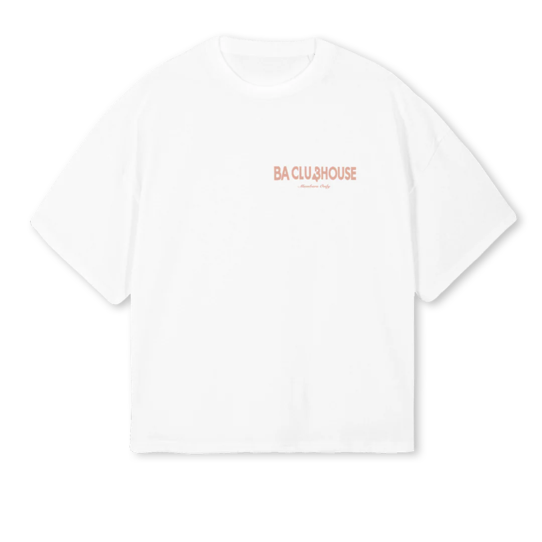 BACLUBHOUSE SS White Oversized Boxy Tee.