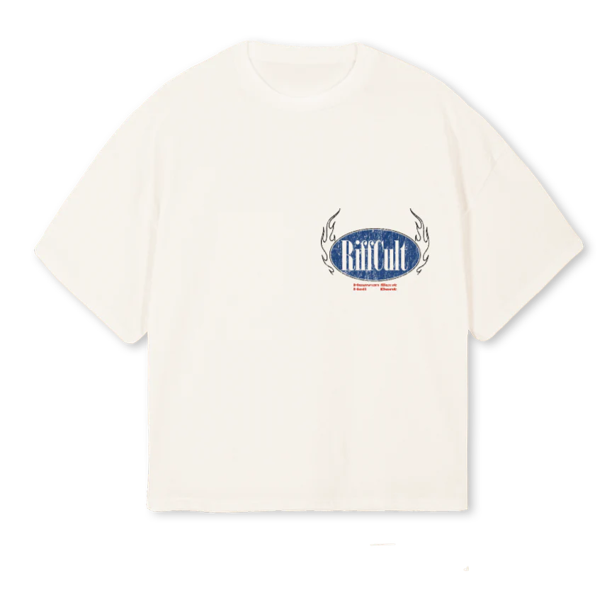 BADGETEE Vintage White Oversized Boxy Tee.