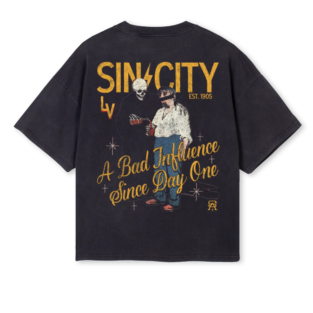 BADINFLUENCELV Vintage Black Oversized Boxy Tee. - Image 2