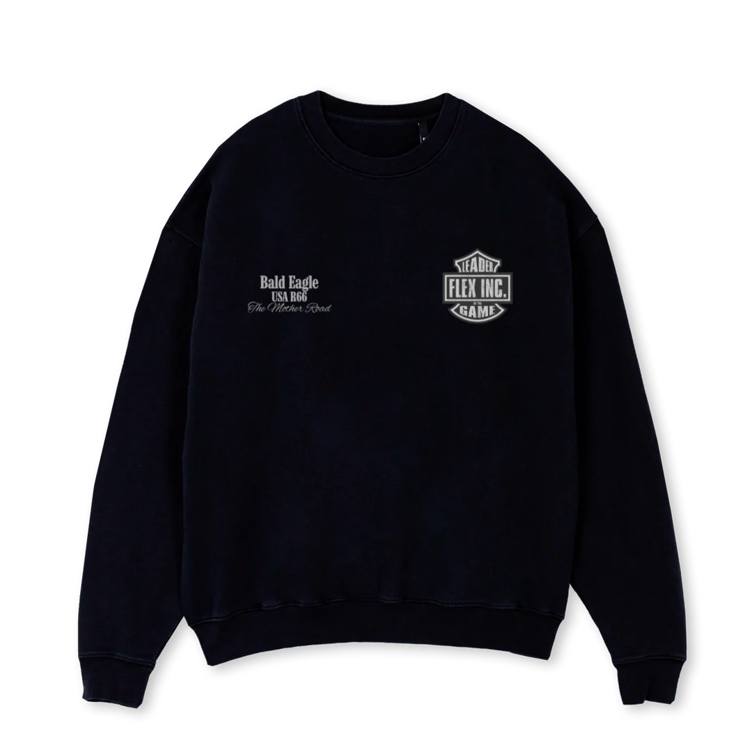 BALDEAGLE Black Oversized Crewneck Sweater.