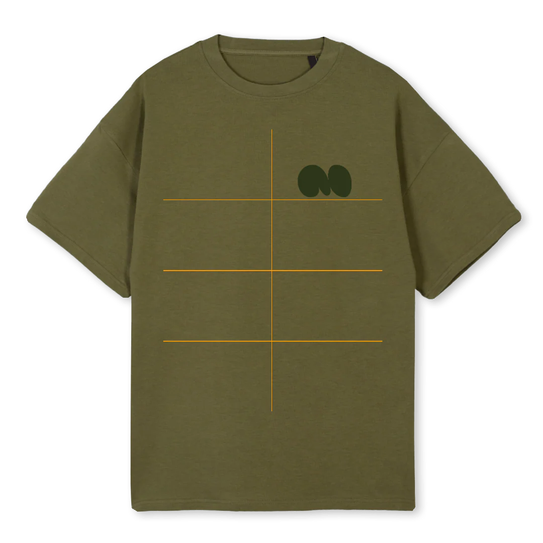 BALLOON ON TONE GRN Kaki Oversized Tee.