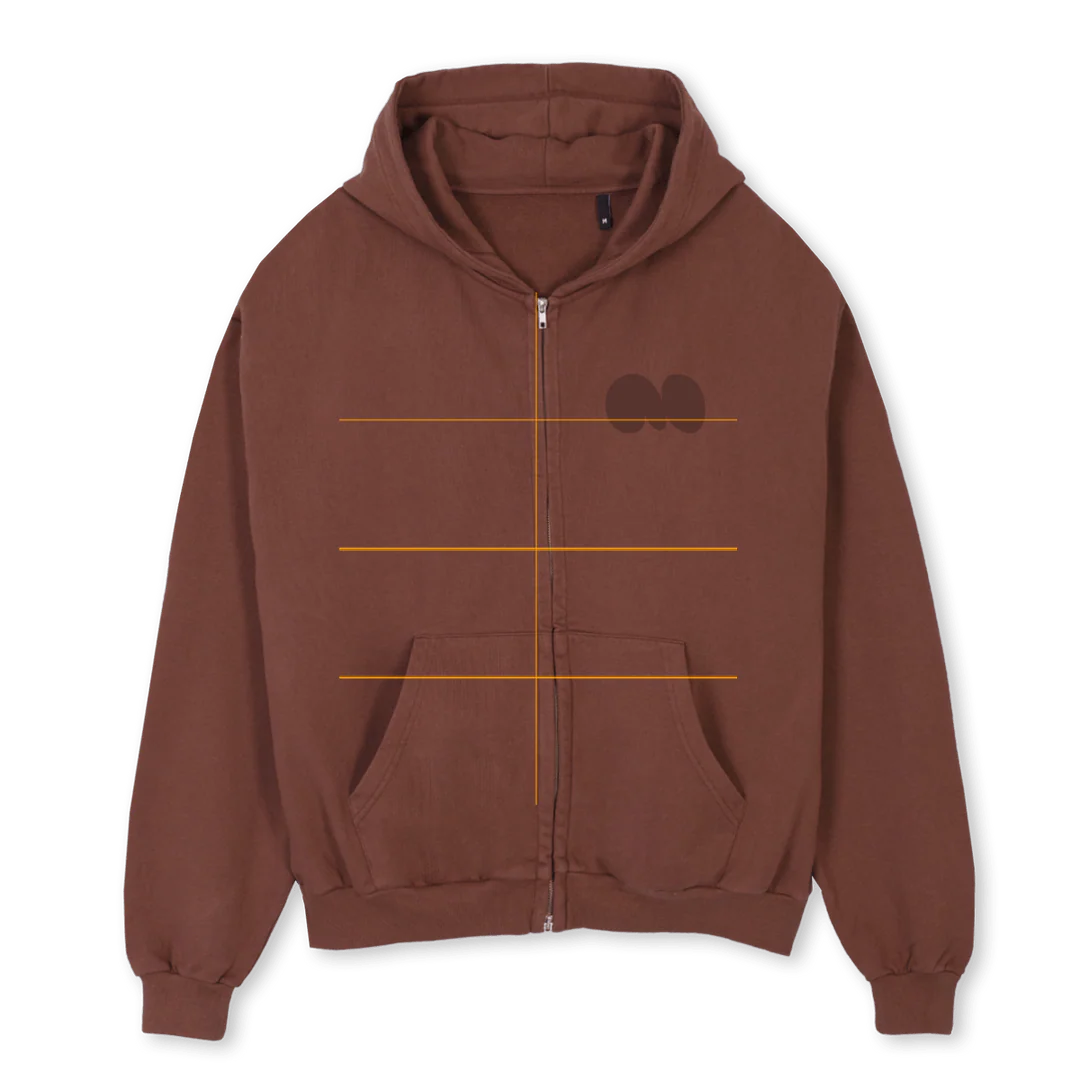 BALLOON TONO ZIP HOO Vintage Brown Oversized Zipped Hoodie.