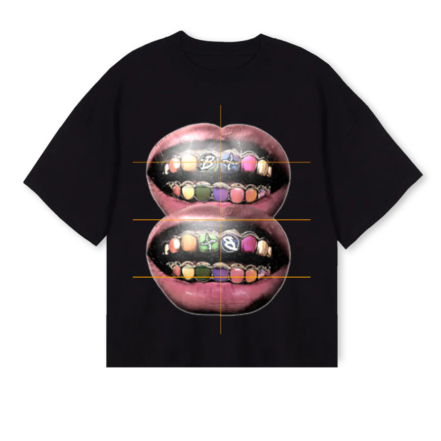 BAMI MOUTH  Black Oversized Boxy Tee.