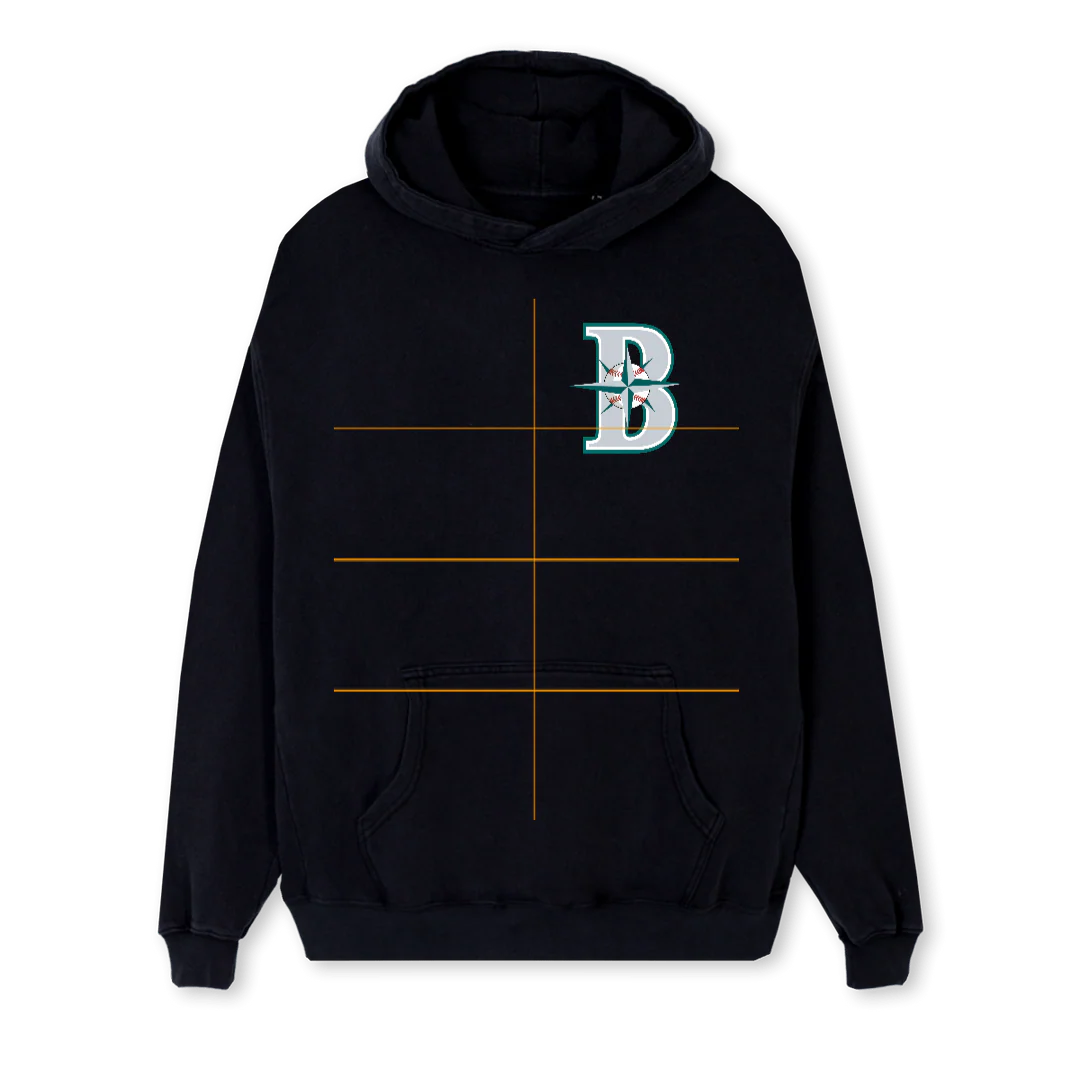 BASEBALL HD Black Regular Hoodie.