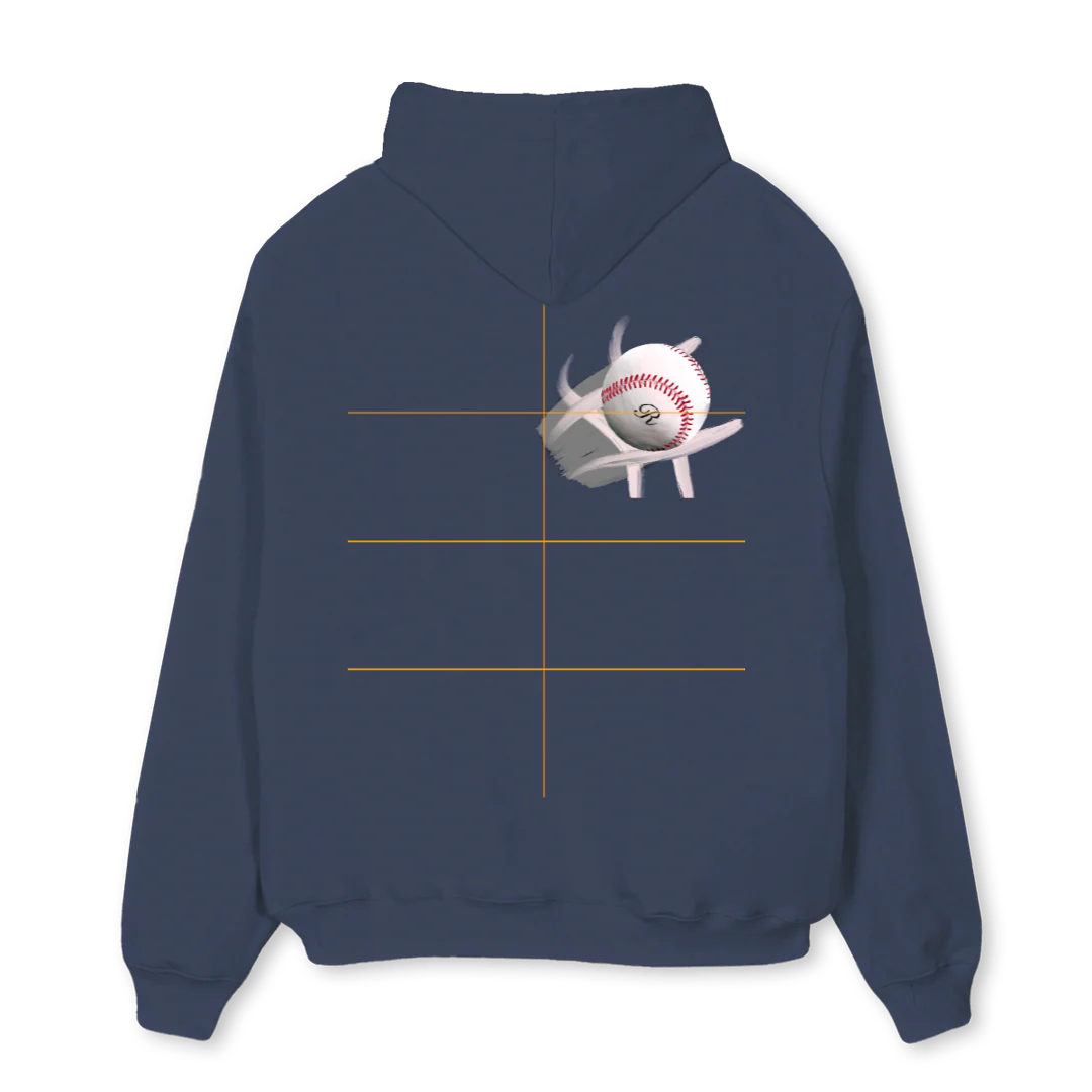 BASEBALL Navy Blue Oversized Hoodie. - Image 2