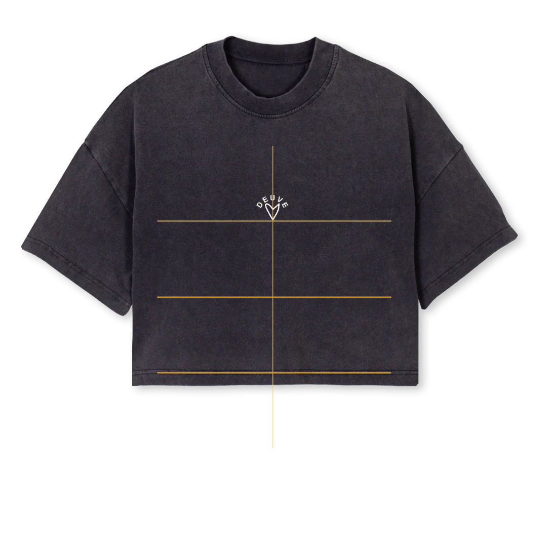 BASICCROP Vintage Black Cropped Oversized Tee.