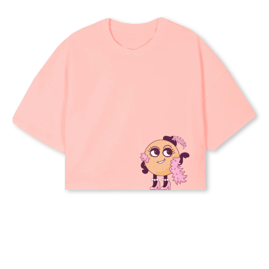 BAYGELE Pink Clay Cropped Oversized Tee.