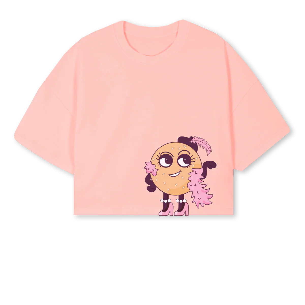 BAYGELEHCROP Pink Clay Cropped Oversized Tee.