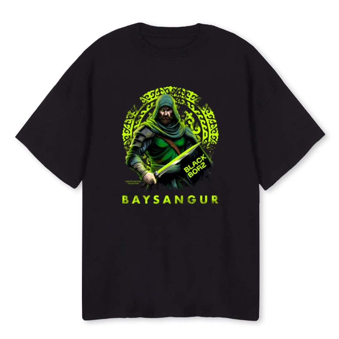 BAYSANGUR Black Oversized Tee.