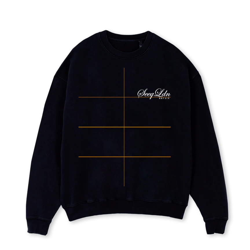 BAYSIX  Black Oversized Crewneck Sweater.