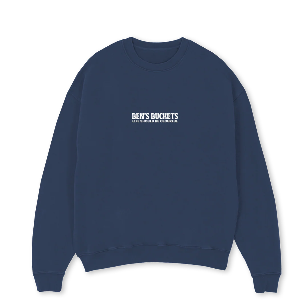 BBCREW Navy Blue Oversized Crewneck Sweater.
