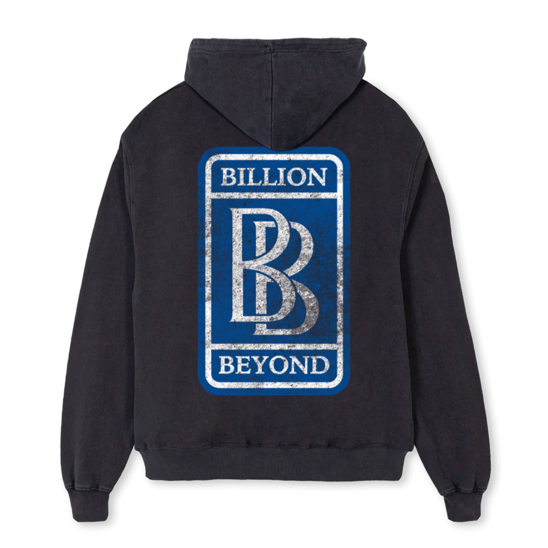 BBEMBLEMFRONTZIP Vintage Black Oversized Zipped Hoodie. - Image 2