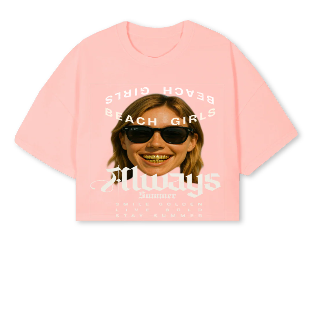 BEACH GIRLCLAY Pink Clay Cropped Oversized Tee.