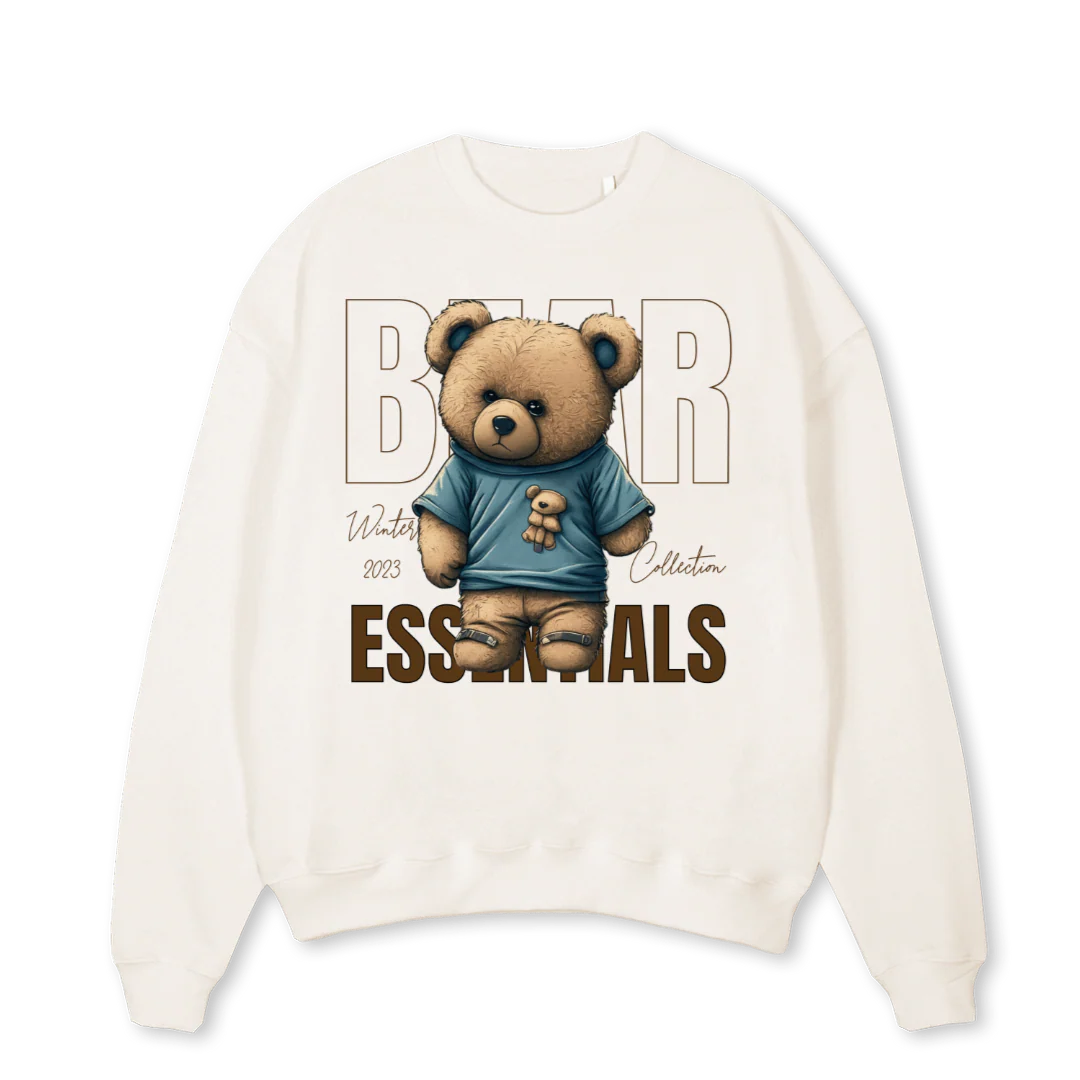 BEAR Vintage White Oversized Crewneck Sweater.
