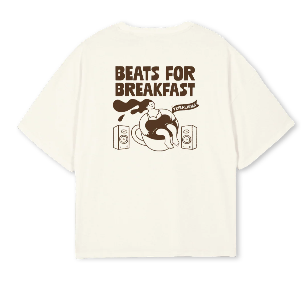 BEATSBREAKONE Cream Oversized Boxy Tee. - Image 2