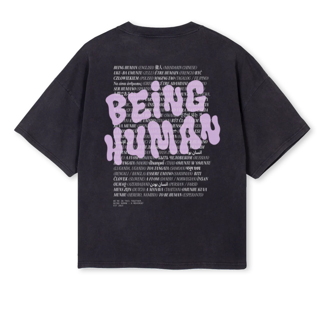 BEHUMANSAMPLEPURPLE Vintage Black Oversized Boxy Tee. - Image 2