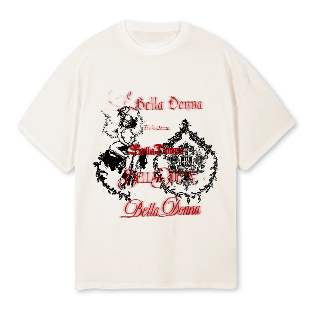 BELLADONNATEE Vintage White Oversized Tee.