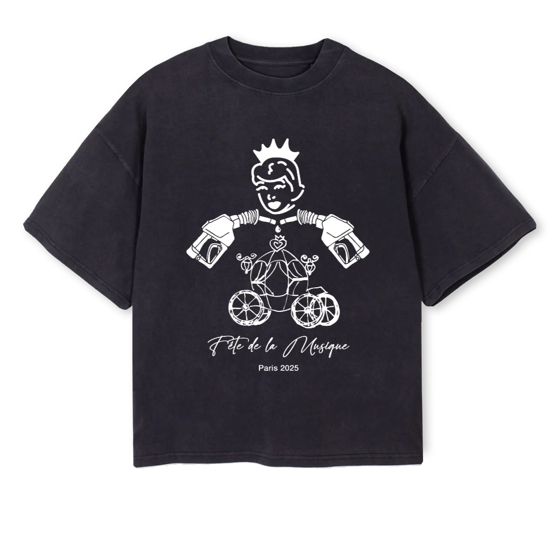 BENZENEFDLM Vintage Black Oversized Boxy Tee.