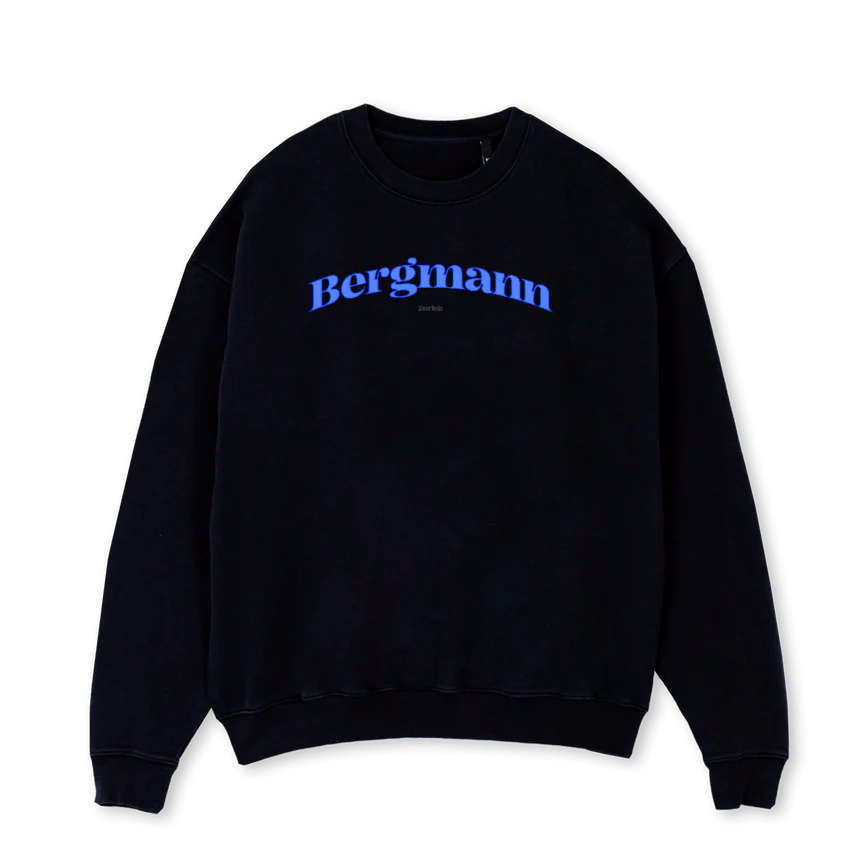 BERGMANNBLUE Black Oversized Crewneck Sweater.