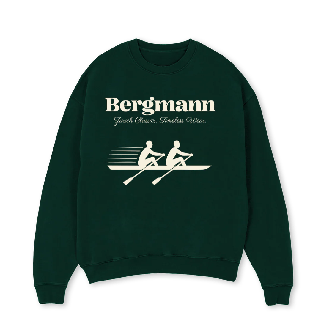 BERGMANNROWING Wild Green Oversized Crewneck Sweater.