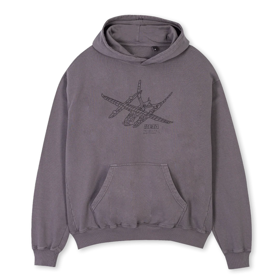 BETACHARLOTTEHOODIE Pigment Grey Oversized Hoodie.