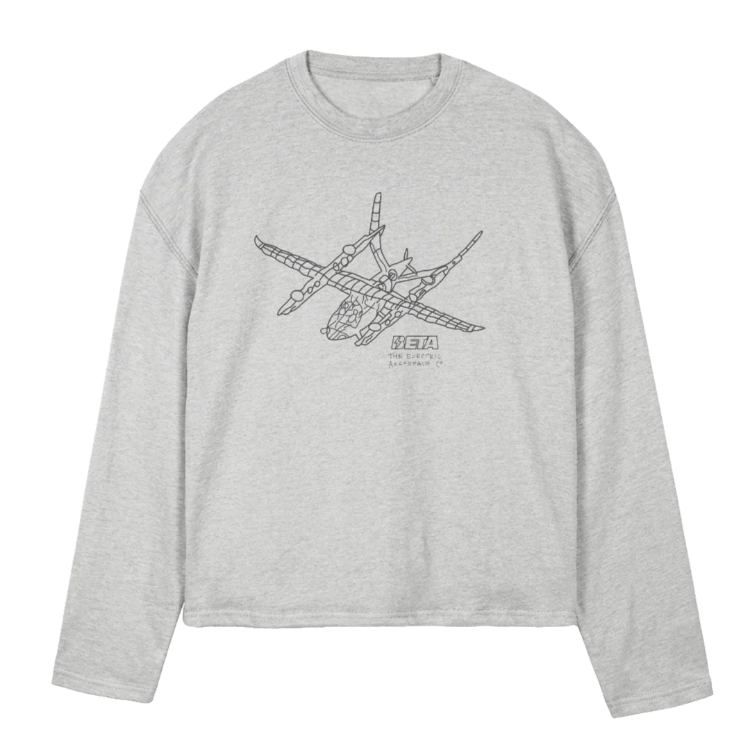 BETACHARLOTTEPLANE Light Grey Marl Oversized Boxy LS Tee.