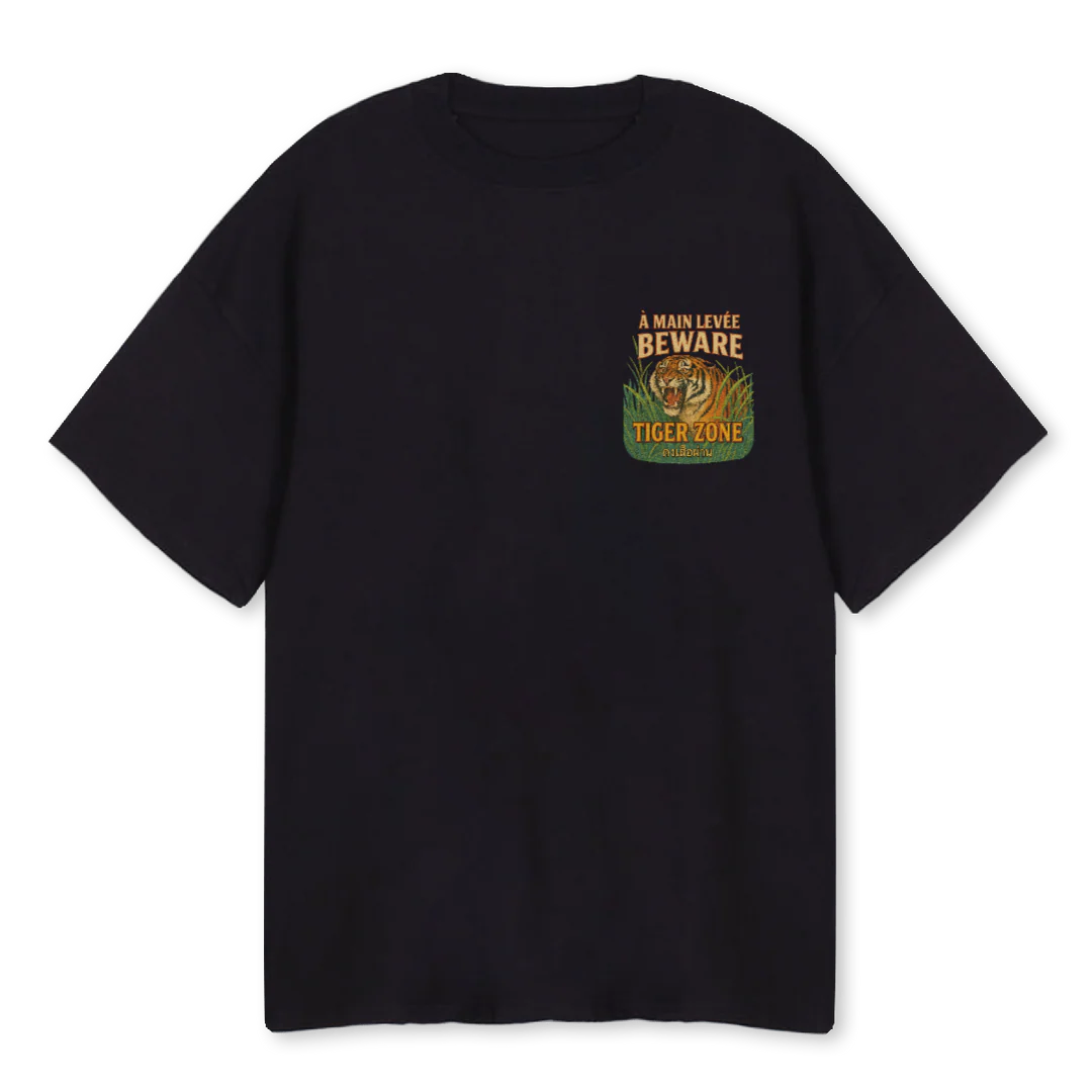 BEWARETIGERTEE Black Oversized Tee.